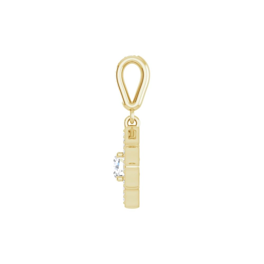 14K Yellow Gold 1/3 CTW Natural Diamond Halo Clover Pendant – 4mm Center Stone