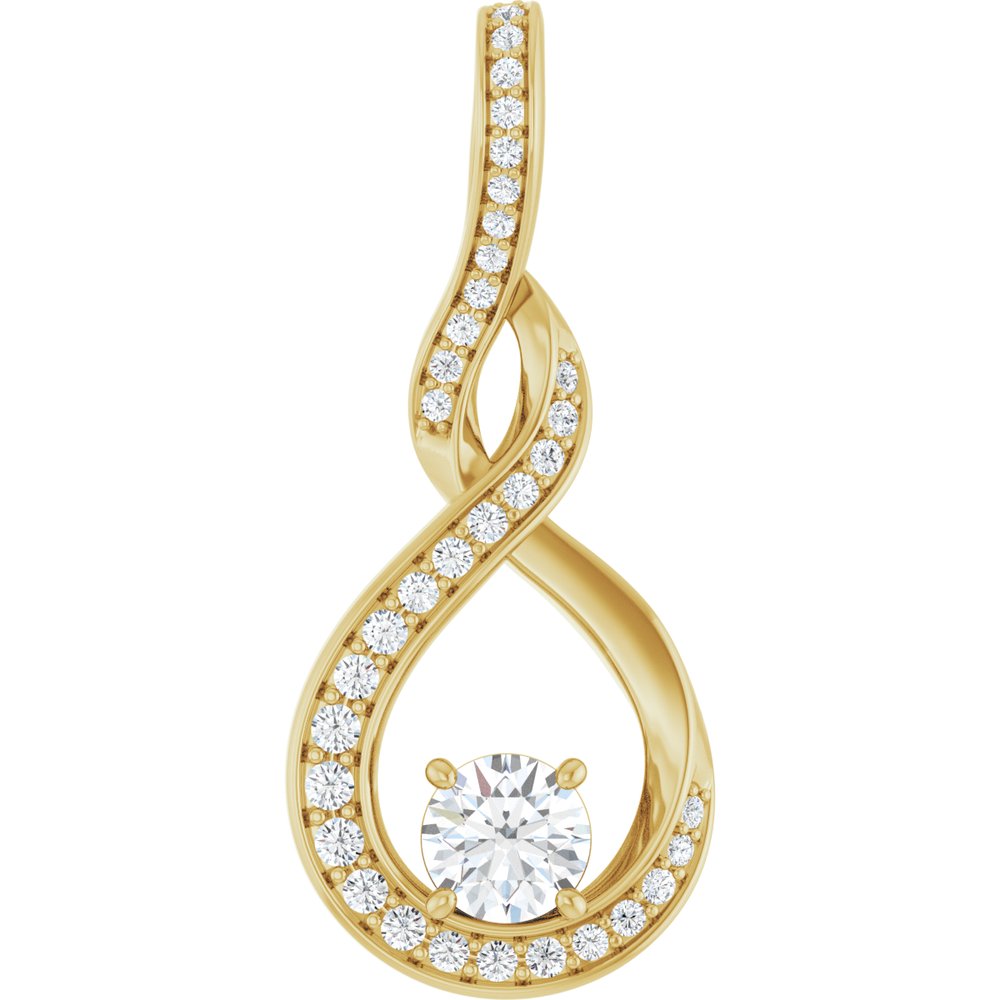 14K Yellow Gold 3/8 CTW Natural Diamond Vertical Pendant