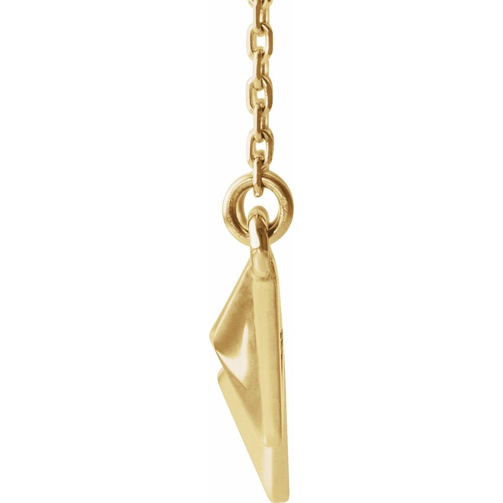 14K Yellow Gold Polished Pyramid Pendant Necklace – Adjustable 16-18" Cable Chain