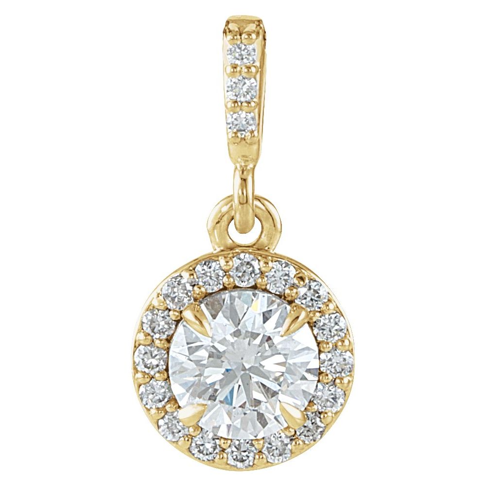 14K Yellow Gold 1/2 CTW Natural Diamond Halo Pendant