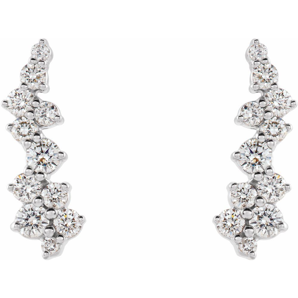 14K White Gold 1/3 CTW Natural Diamond Ear Climber Earrings