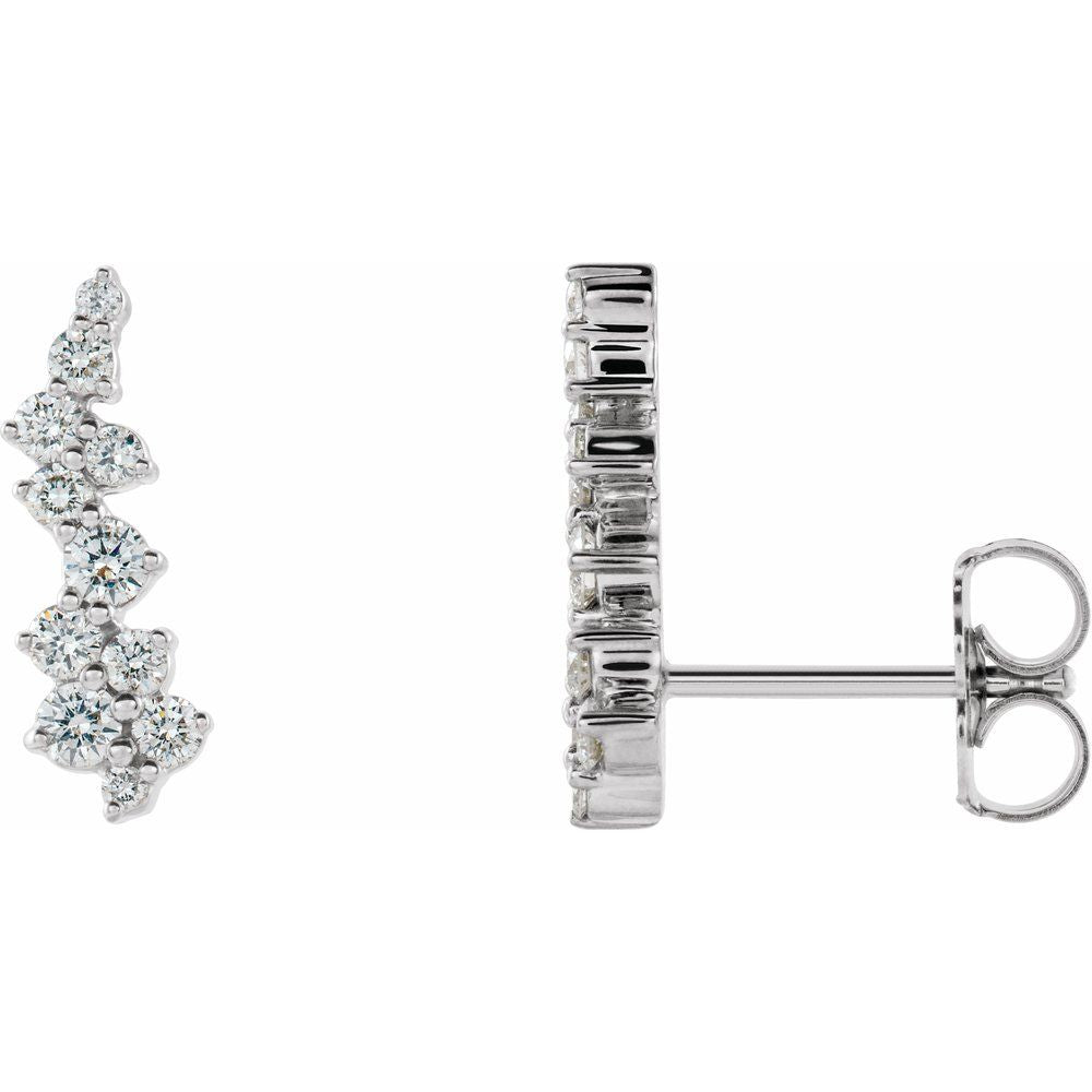 14K White Gold 1/3 CTW Natural Diamond Ear Climber Earrings