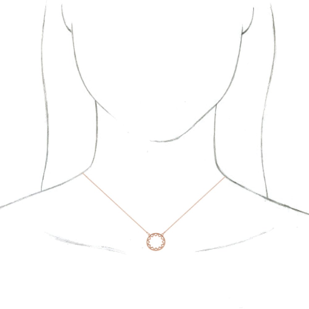 14K Rose Gold Milgrain Sun Necklace – Adjustable 16–18"