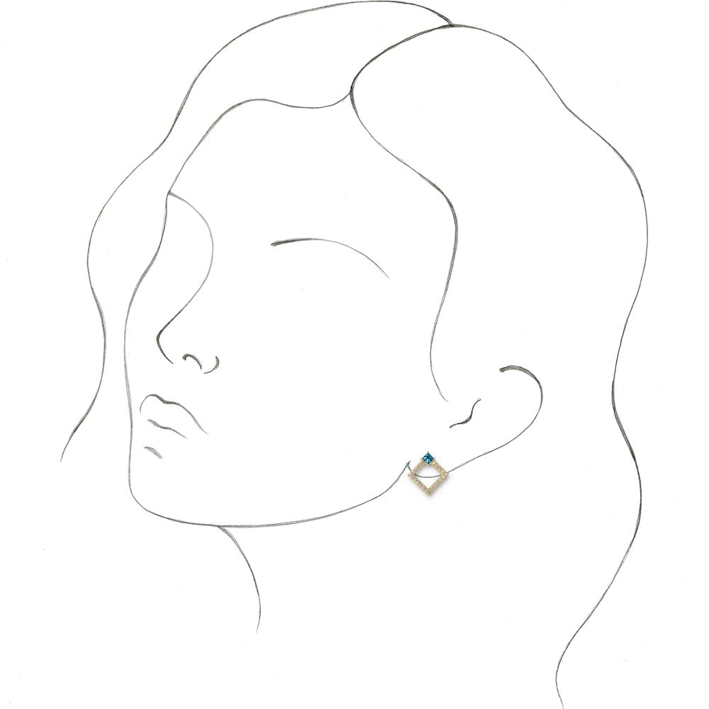 14K Yellow Gold Natural Aquamarine & 1/3 CTW Natural Diamond Earrings