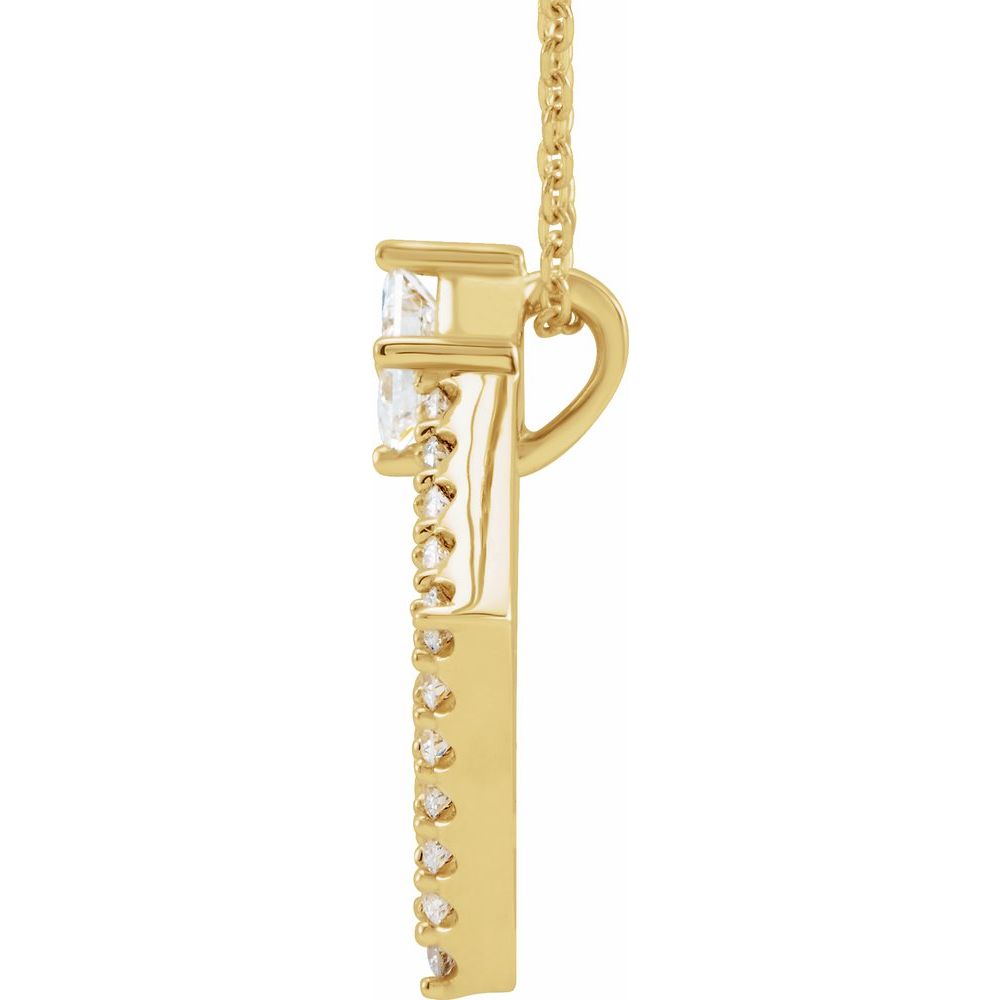 14K Yellow Gold 5/8 CTW Natural Diamond Necklace – Square-Cut Center, Adjustable 16–18"