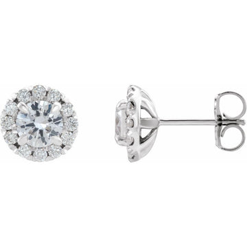 14K White Gold Halo Diamond Stud Earrings – 5/8 CTW, Natural Diamonds