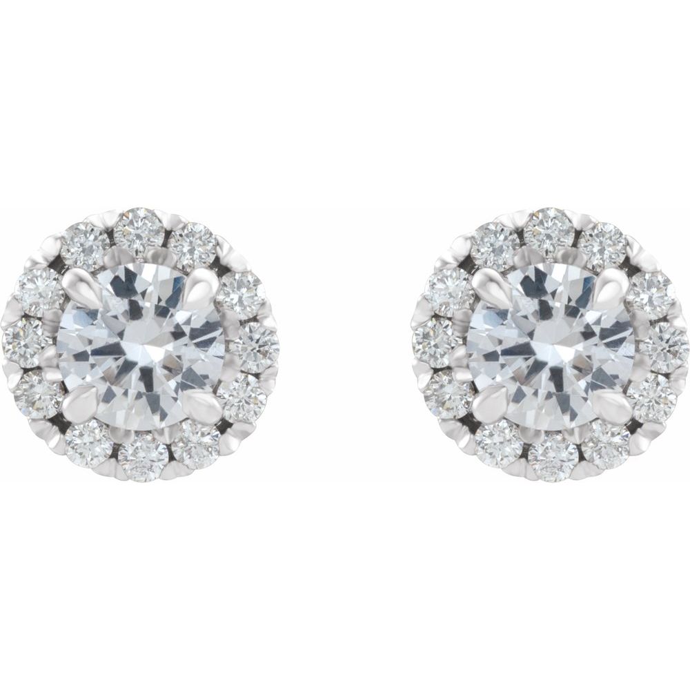14K White Gold Halo Diamond Stud Earrings – 5/8 CTW, Natural Diamonds