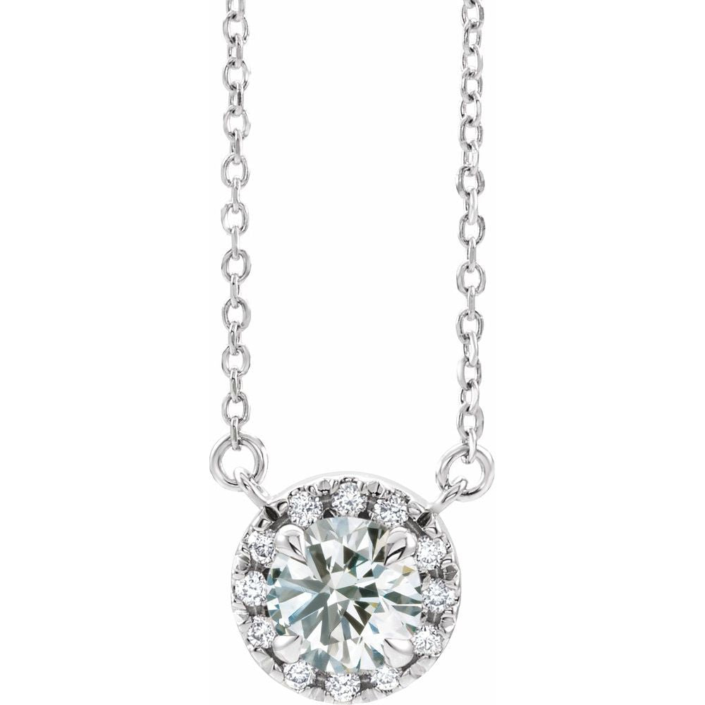 14K White Gold 1/3 CTW Natural Diamond Solitaire Pendant Necklace – 16" Cable Chain