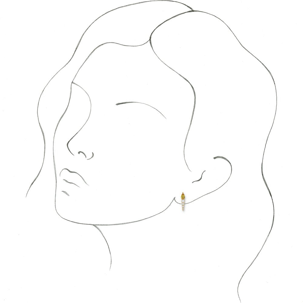 14K Yellow Gold Natural Citrine & 1/4 CTW Diamond Stud Earrings