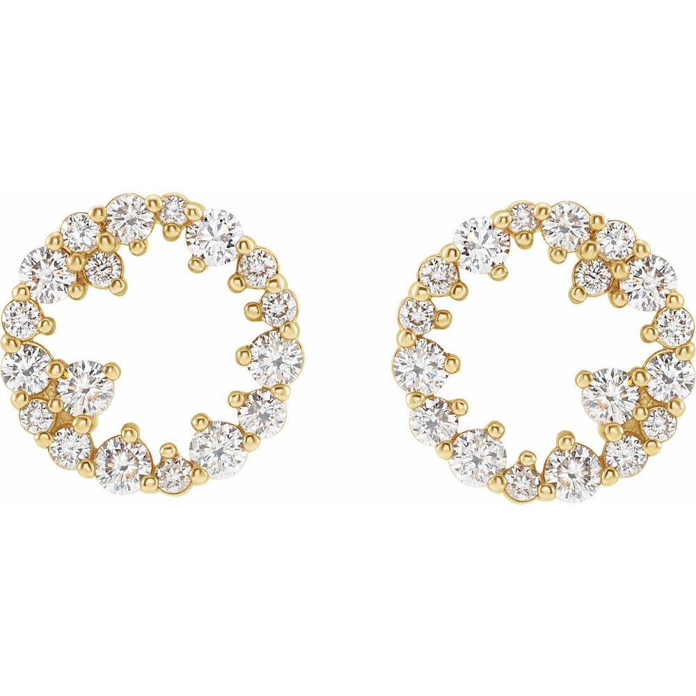 14K Yellow Gold 1/2 CTW Natural Diamond Circle Burst Stud Earrings