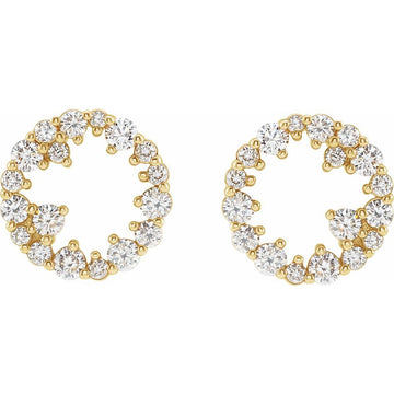 14K Yellow Gold 1/2 CTW Natural Diamond Circle Burst Stud Earrings