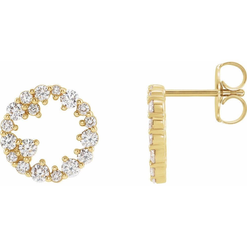 14K Yellow Gold 1/2 CTW Natural Diamond Circle Burst Stud Earrings