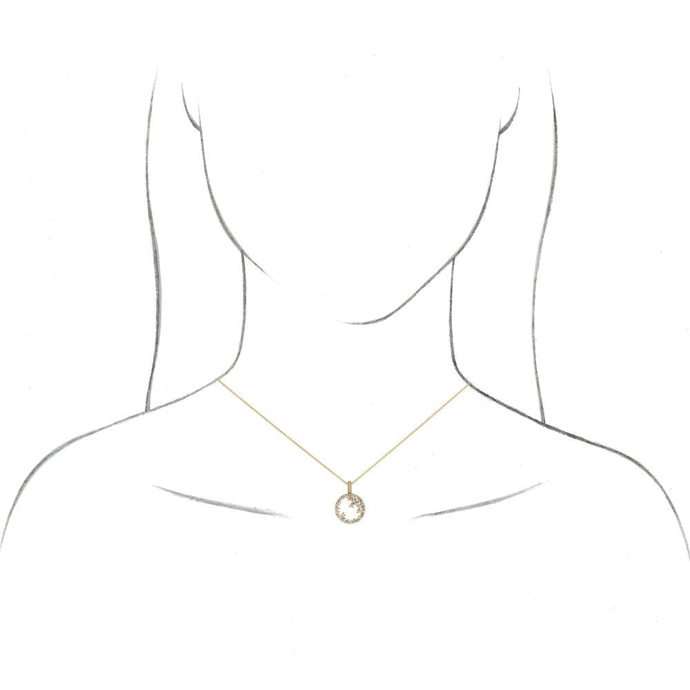 14K Yellow Gold 3/4 CTW Natural Diamond Scattered Circle Necklace – Adjustable 16–18"