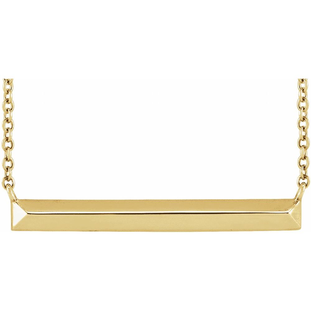 14K Yellow Gold Polished Geometric Bar Necklace – 18"
