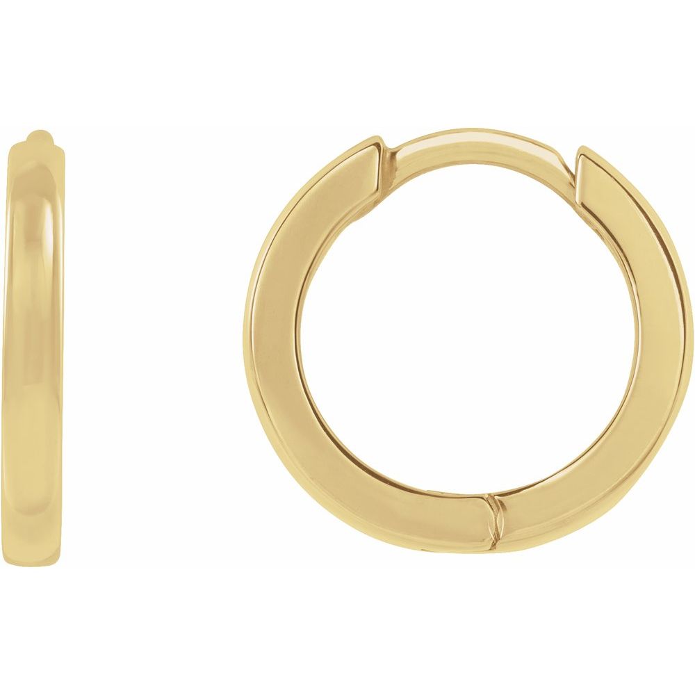 14K Yellow Gold 10 mm Hinged Hoop Earrings – Classic Polished Finish
