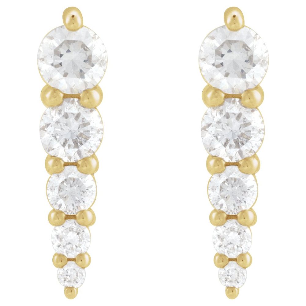14K Yellow Gold 1/2 CTW Natural Diamond Graduated Stud Drop Earrings