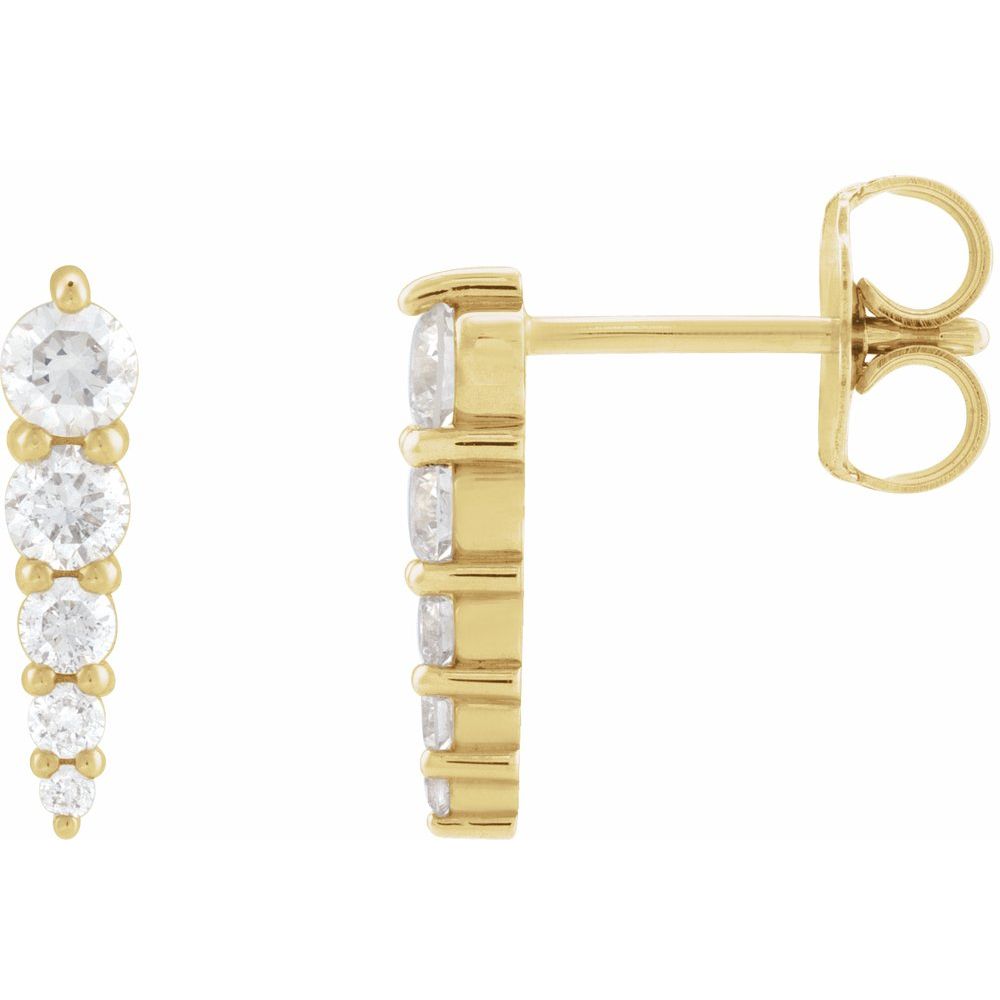 14K Yellow Gold 1/2 CTW Natural Diamond Graduated Stud Drop Earrings