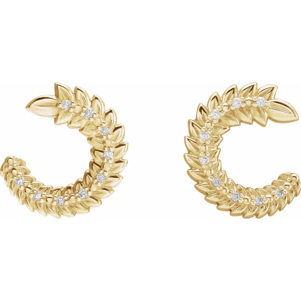 14K Yellow Gold .07 CTW Natural Diamond Hoop Earrings – Polished Solid Gold Hoops