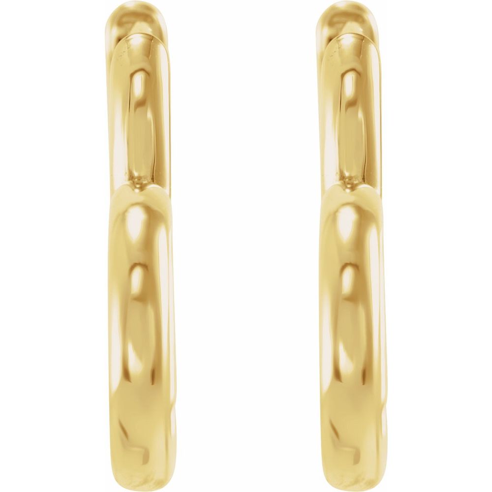 14K Yellow Gold 15 mm Polished Heart Hoop Earrings – Hinged Closure