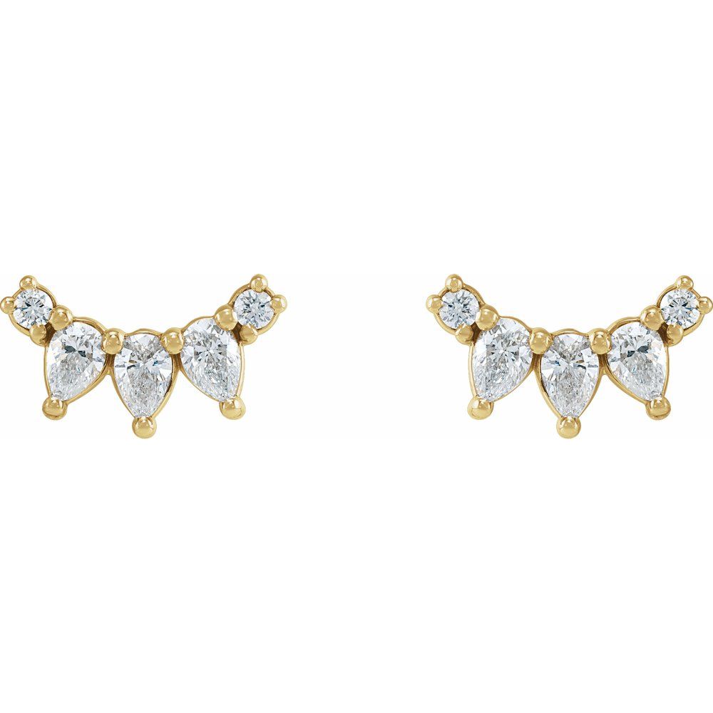14K Yellow Gold 1/3 CTW Natural Diamond Curved Bar Earrings