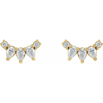 14K Yellow Gold 1/3 CTW Natural Diamond Curved Bar Earrings