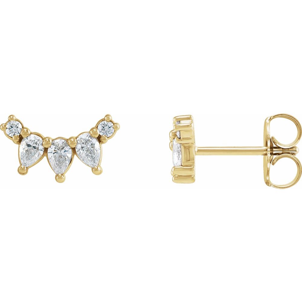 14K Yellow Gold 1/3 CTW Natural Diamond Curved Bar Earrings