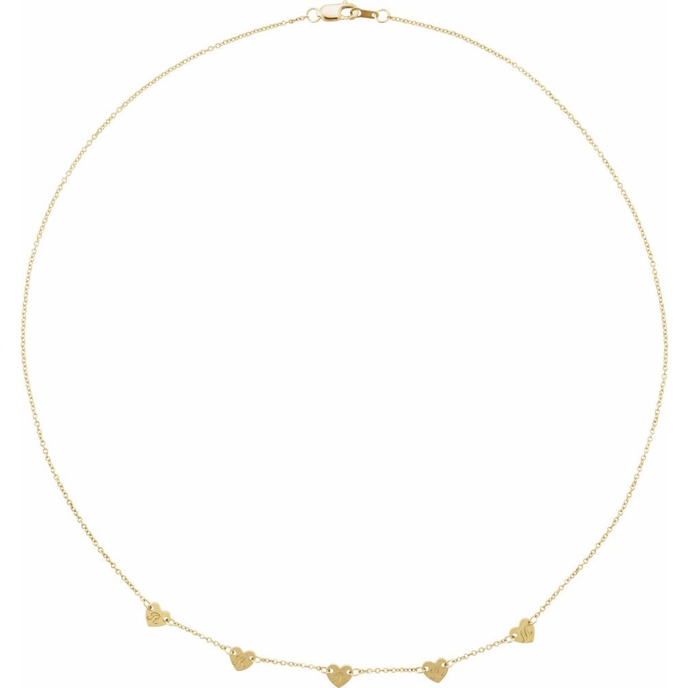14K Yellow Gold Engravable 5-Heart Family Necklace – 16"