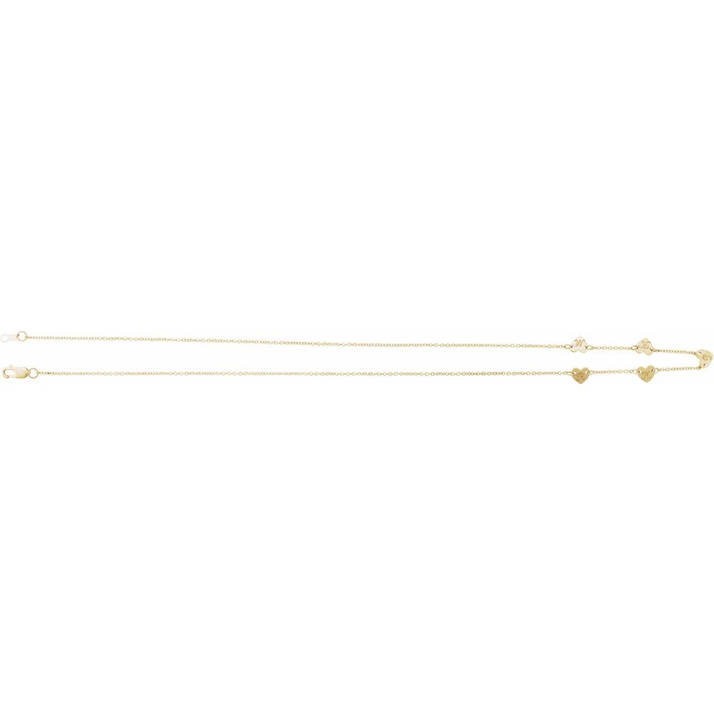 14K Yellow Gold Engravable 5-Heart Family Necklace – 16"