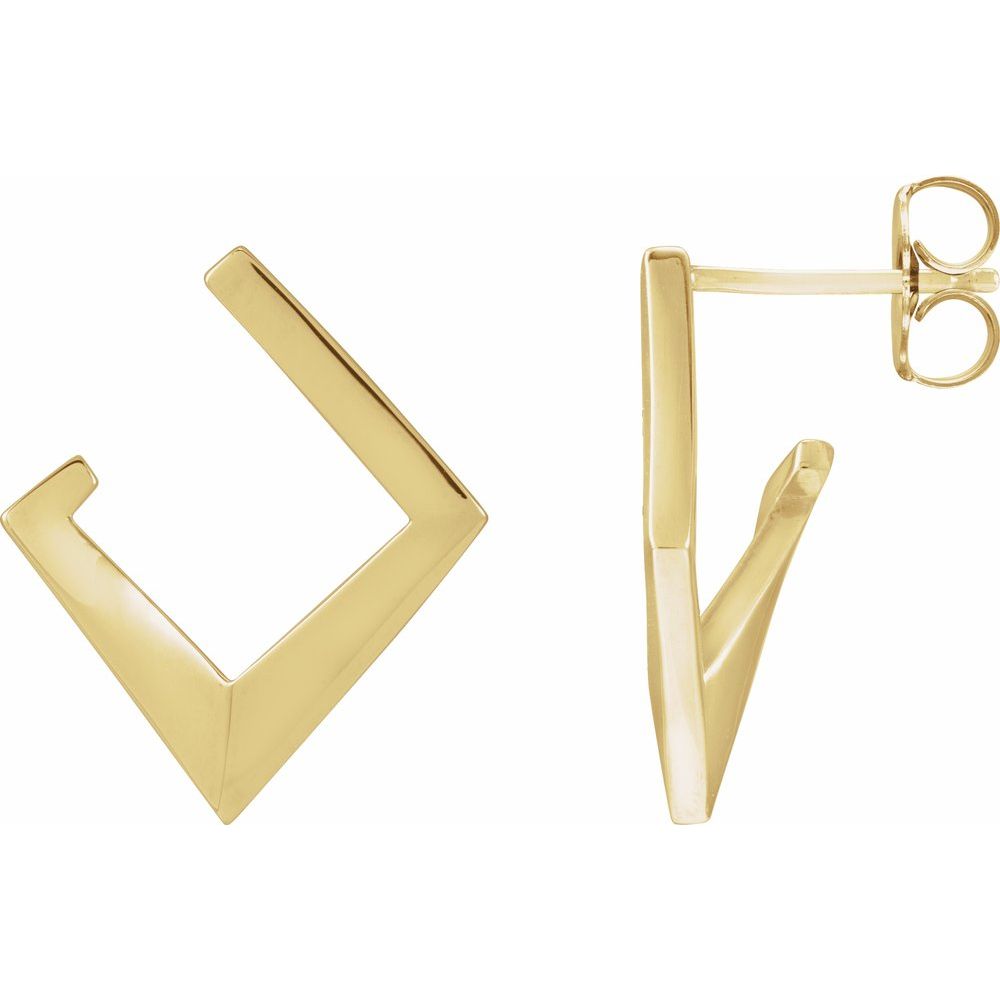 14K Yellow Gold Geometric Front-Back Hoop Earrings