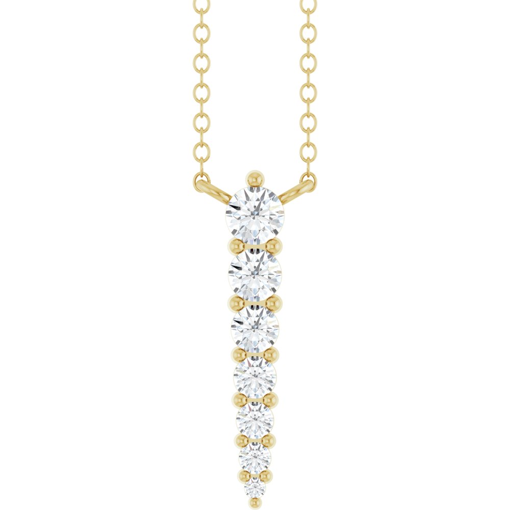 14K Yellow Gold 1/6 CTW Natural Diamond Graduated Bar Necklace – 18" Cable Chain