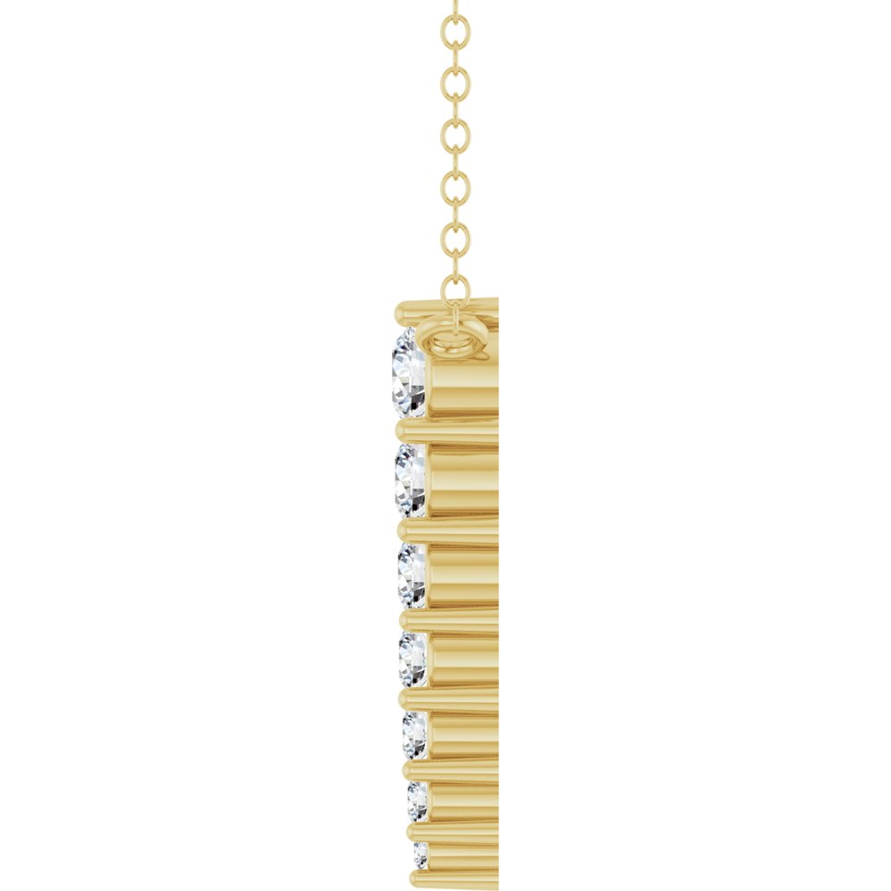 14K Yellow Gold 1/6 CTW Natural Diamond Graduated Bar Necklace – 18" Cable Chain