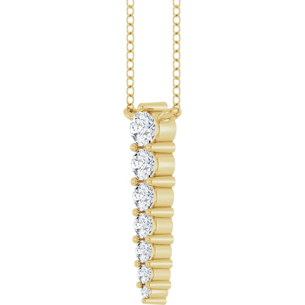 14K Yellow Gold 1/6 CTW Natural Diamond Graduated Bar Necklace – 18" Cable Chain