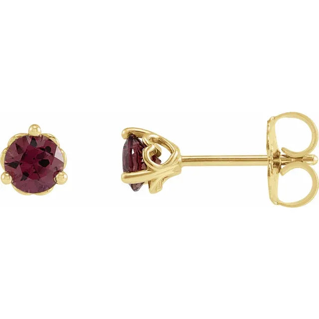 14K 5 mm Natural Rhodolite Garnet Cocktail-Style Earrings