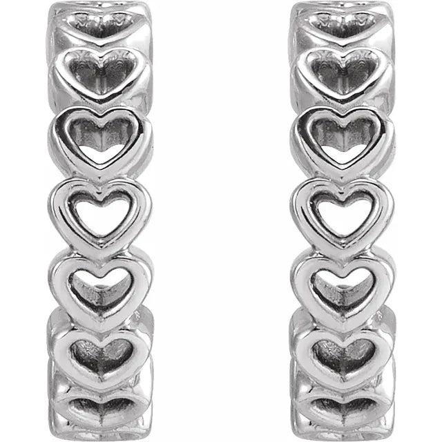 14K Heart Hoop Earrings