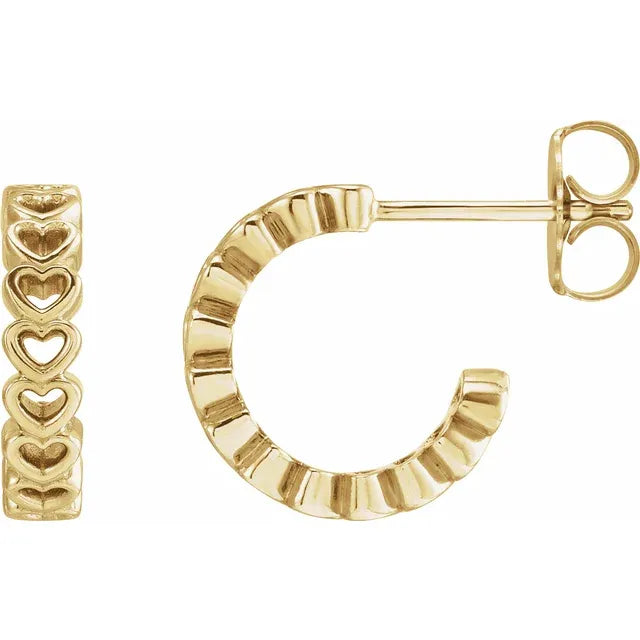 14K Heart Hoop Earrings