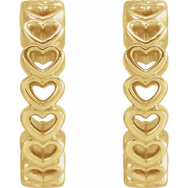 14K Heart Hoop Earrings