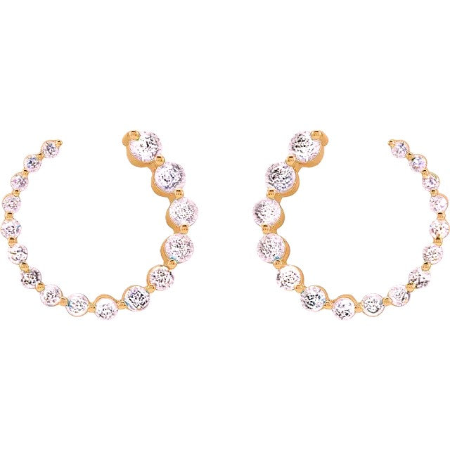 Diamond Graduated Circle Front-Back Hoop Earrings