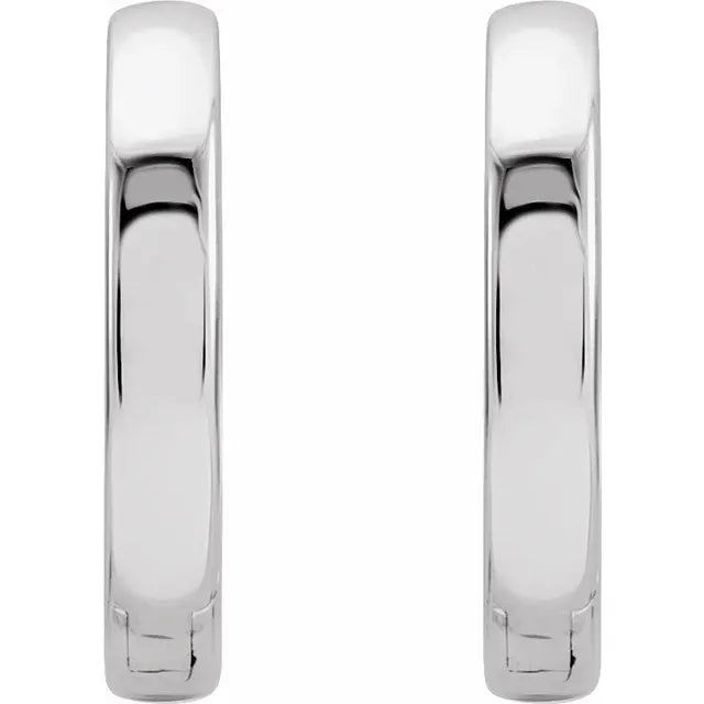 Polished Metal Squared Edge Hoop Huggie Earrings