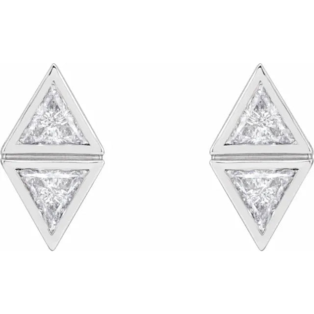 14K  1/4 CTW Natural Diamond Two-Stone Bezel-Set Earrings