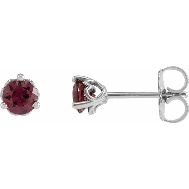 14K 5 mm Natural Rhodolite Garnet Cocktail-Style Earrings