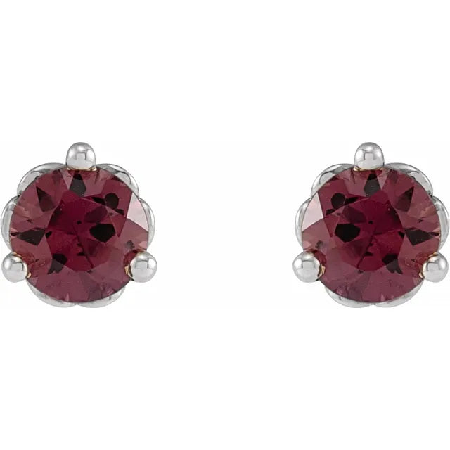 14K 5 mm Natural Rhodolite Garnet Cocktail-Style Earrings