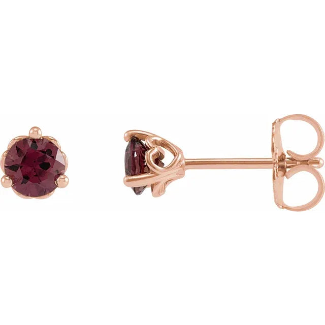 14K 5 mm Natural Rhodolite Garnet Cocktail-Style Earrings