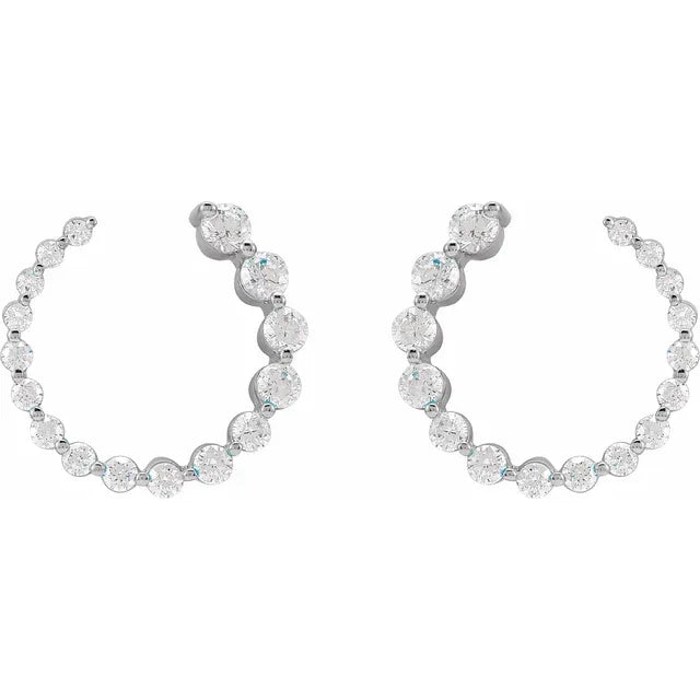 Diamond Graduated Circle Front-Back Hoop Earrings