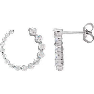 Diamond Graduated Circle Front-Back Hoop Earrings