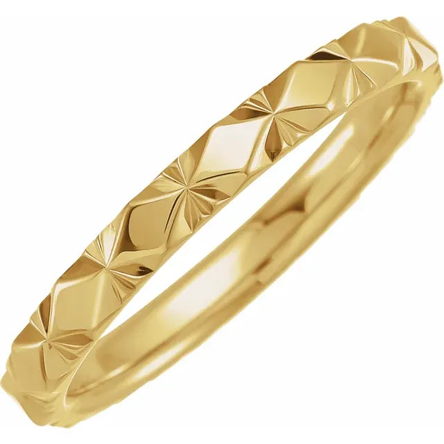 Bright Cut Starburst Band Ring