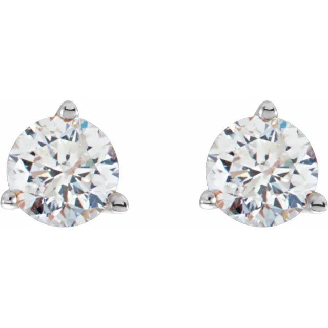 Diamond Solitaire 3 Prong Martini Stud Earrings 1/5CTW