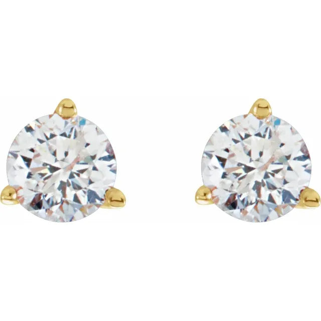 Diamond Solitaire 3 Prong Martini Stud Earrings 1/5CTW