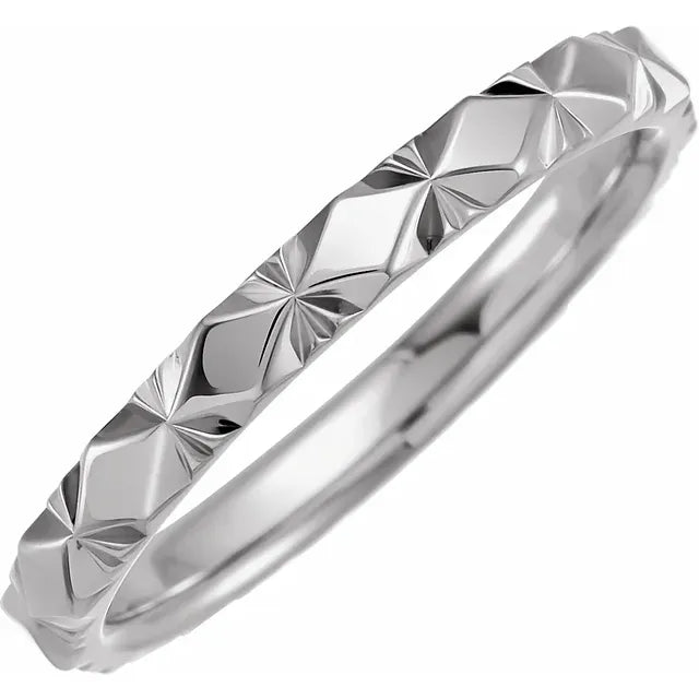Bright Cut Starburst Band Ring