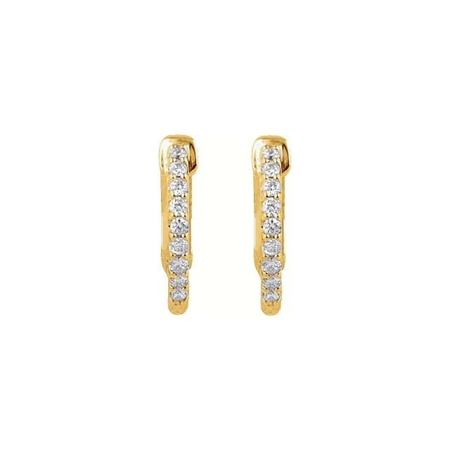 14K 1/4 CTW Natural Diamond Inside-Outside 14.5 mm Hinged Hoop Earrings