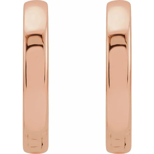 Polished Metal Squared Edge Hoop Huggie Earrings